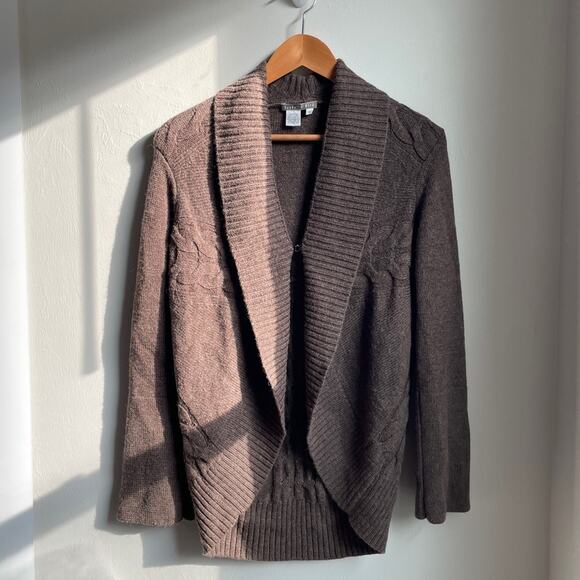Isabella Bird Anthropologie Wool Shawl Cardigan – Taupe Brown Size M - Picture 1 of 4